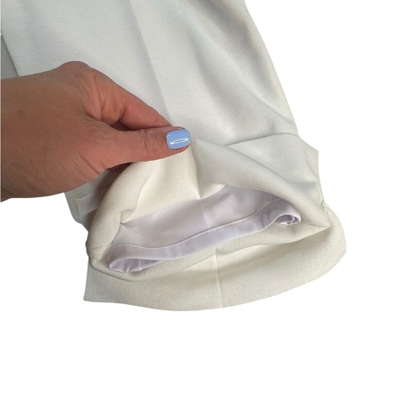 Ming Wang White Knit Pull-On Pants Size M Lined Slit Hem Stretch Trousers G5 - Picture 8 of 8